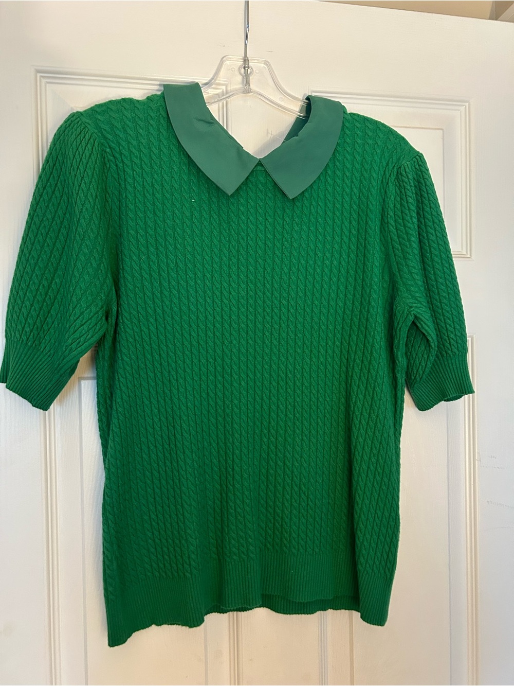 Green Knit Top with Peter Pan Collar